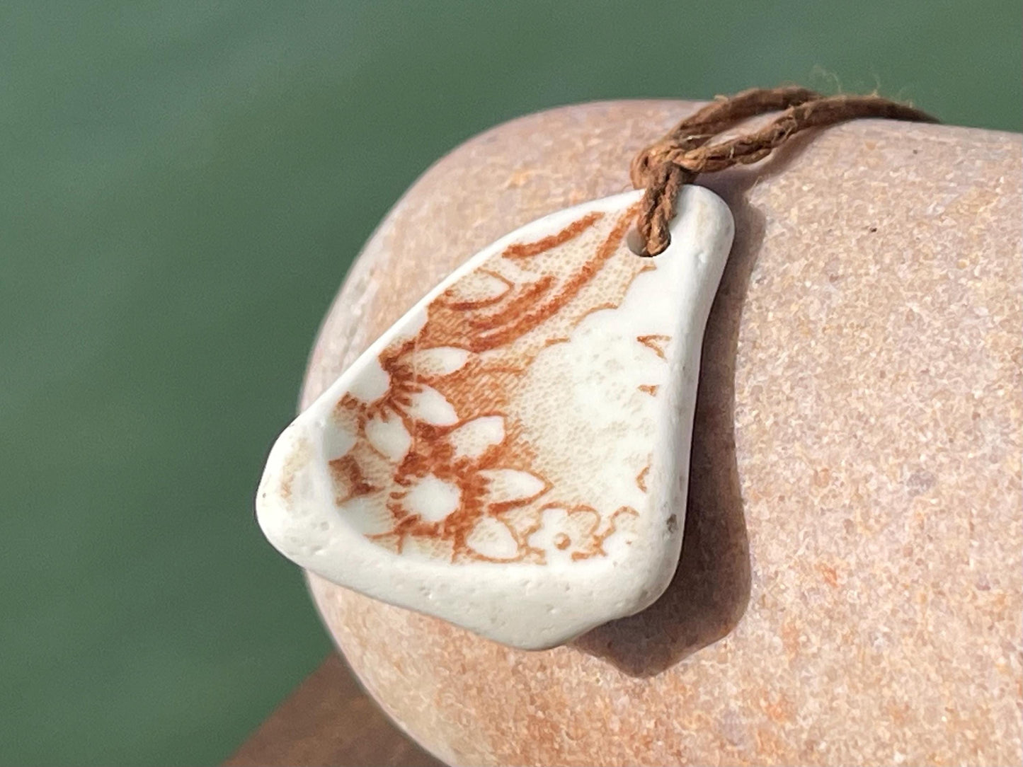 Recycled necklace, sea pottery necklace, eco friendly gift for her. Handmade necklace, ethical jewellery, floral necklace, earthy jewellery