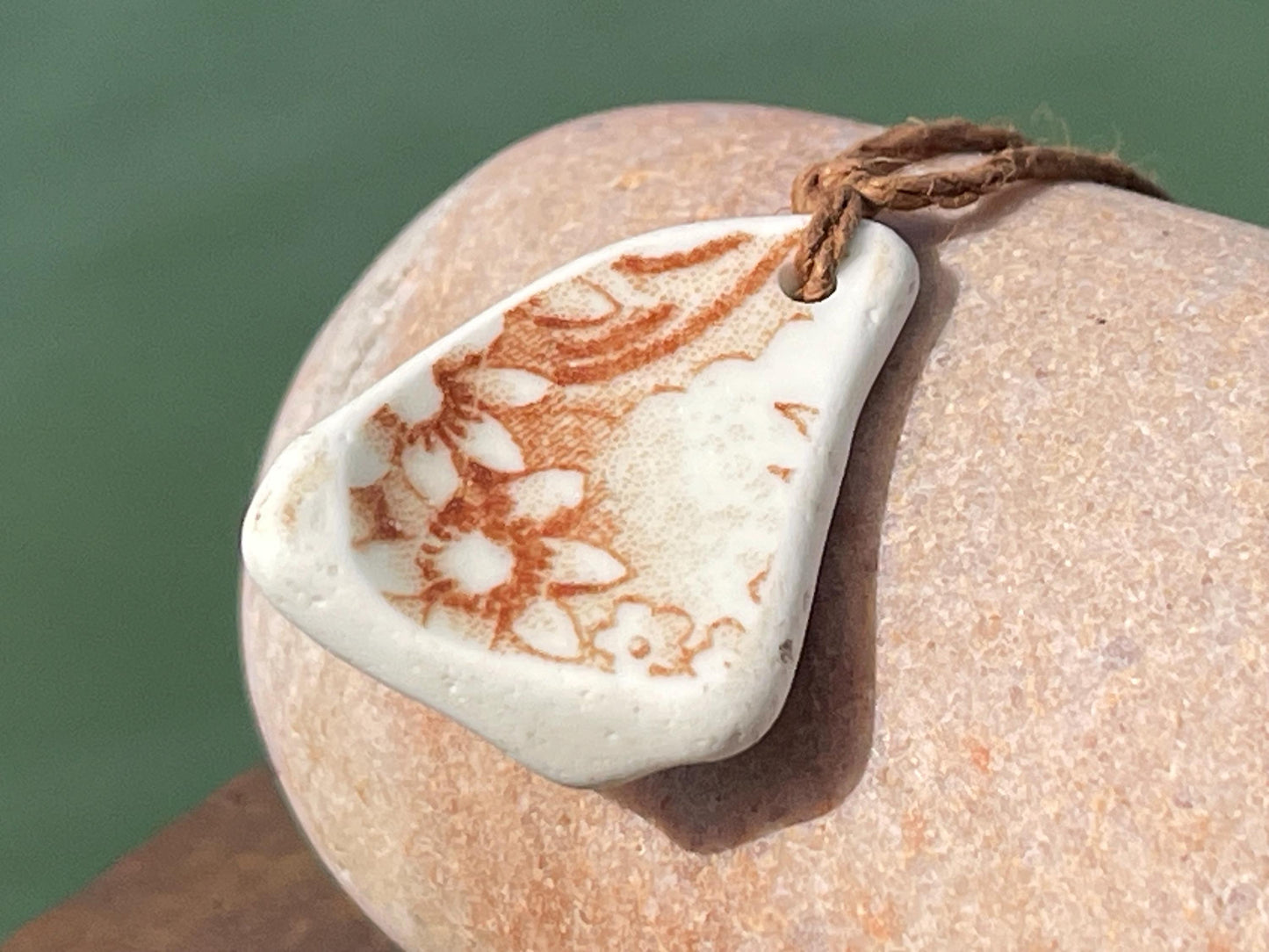 Recycled necklace, sea pottery necklace, eco friendly gift for her. Handmade necklace, ethical jewellery, floral necklace, earthy jewellery