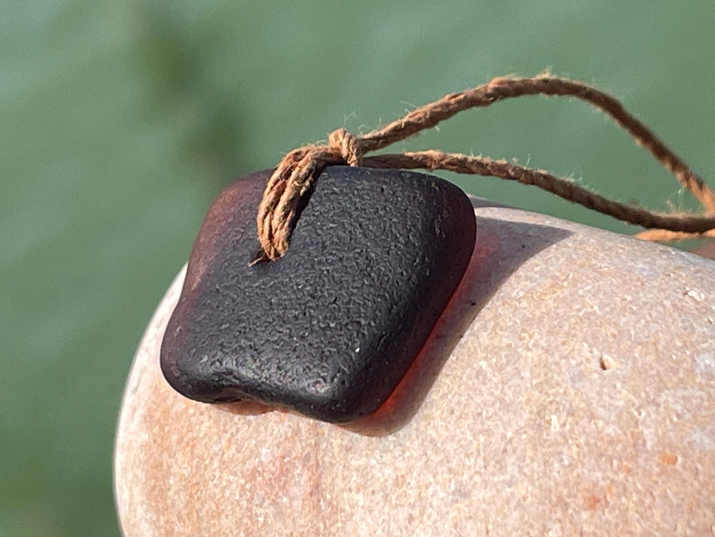 Orange sea glass necklace. Recycled necklace, gift for him. Ethical jewellery. Sea glass pendant. Eco friendly necklace, boho surf jewellery