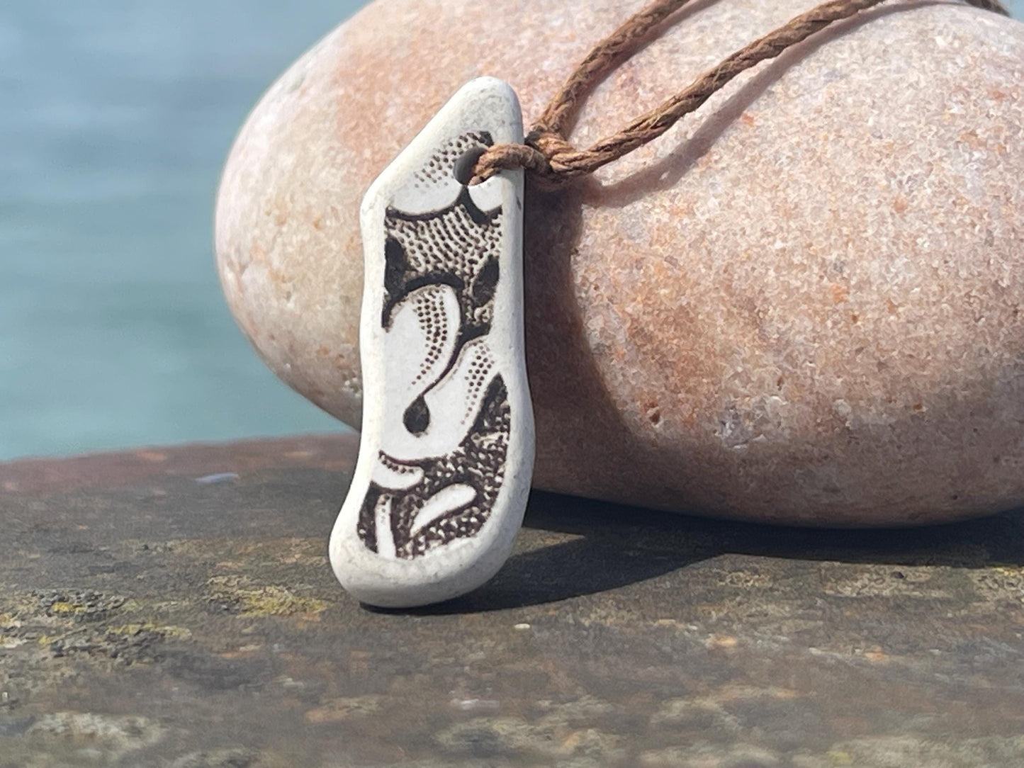 Recycled necklace, sea pottery necklace, eco friendly gift for her. Handmade necklace, ethical jewellery, blue necklace, earthy jewellery