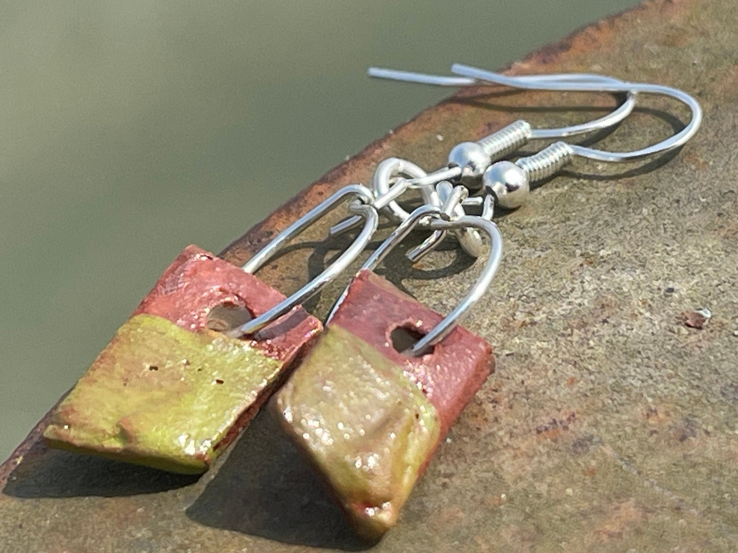 Small earrings, handmade earrings, ceramic earrings, boho earrings, little hoop earrings, Ethical jewellery, unique gift for her, boho