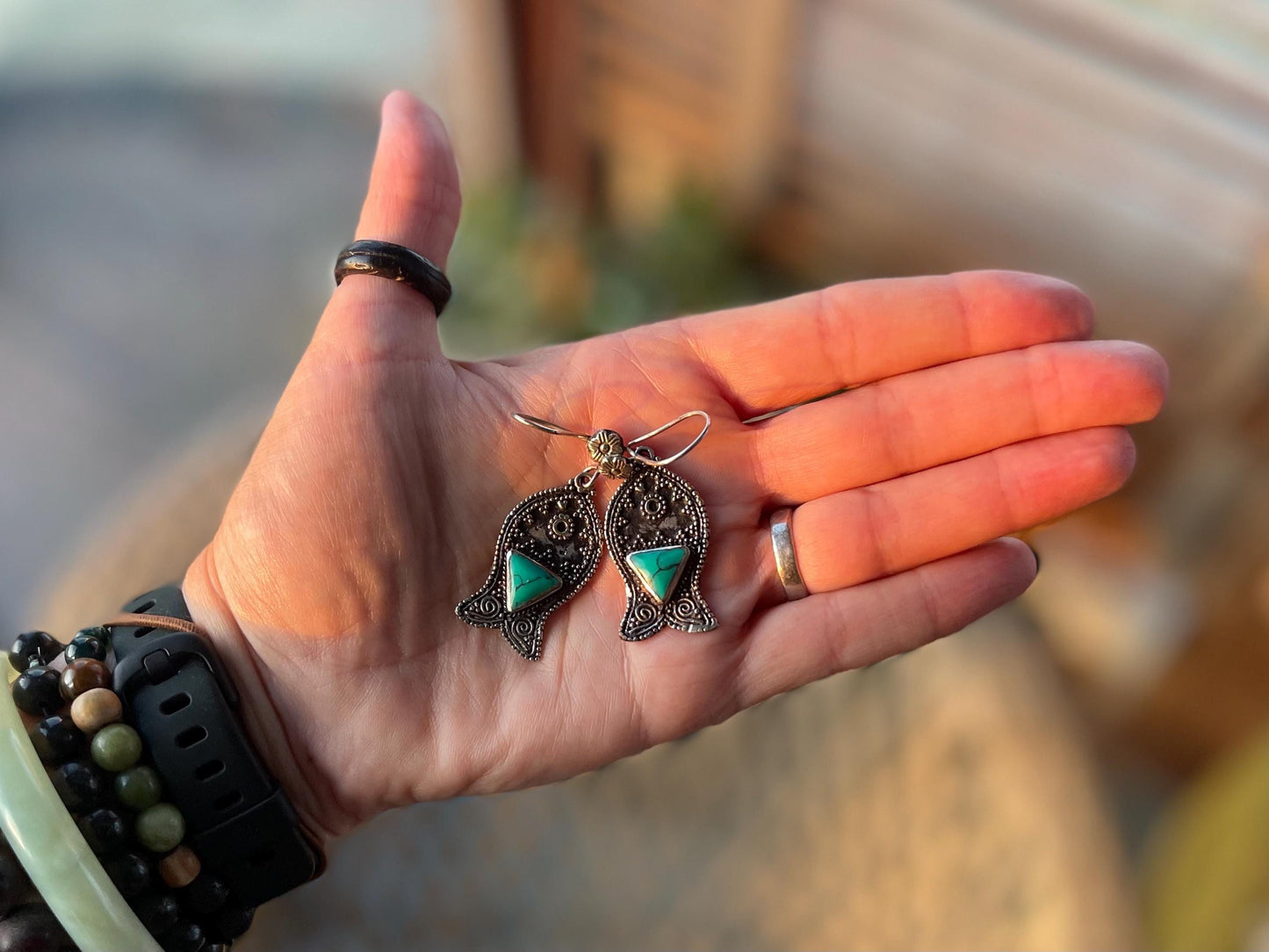 Gypsy jewellery, vintage fish earrings, silver fish earrings, vintage fish jewellery, ethical jewellery,  gypsy earrings, unusual gift ideas