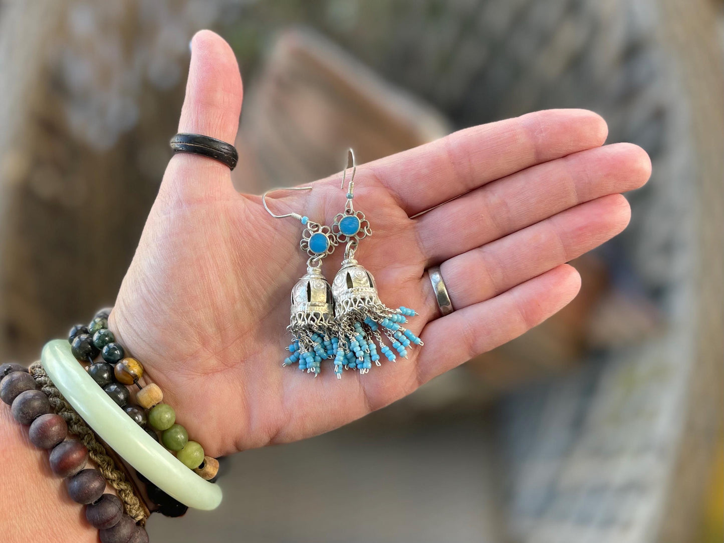 Gypsy jewellery, goddess earrings, goddess jewellery. vintage jewellery, ethical jewellery,  gypsy earrings, tassel earrings, boho jewellery