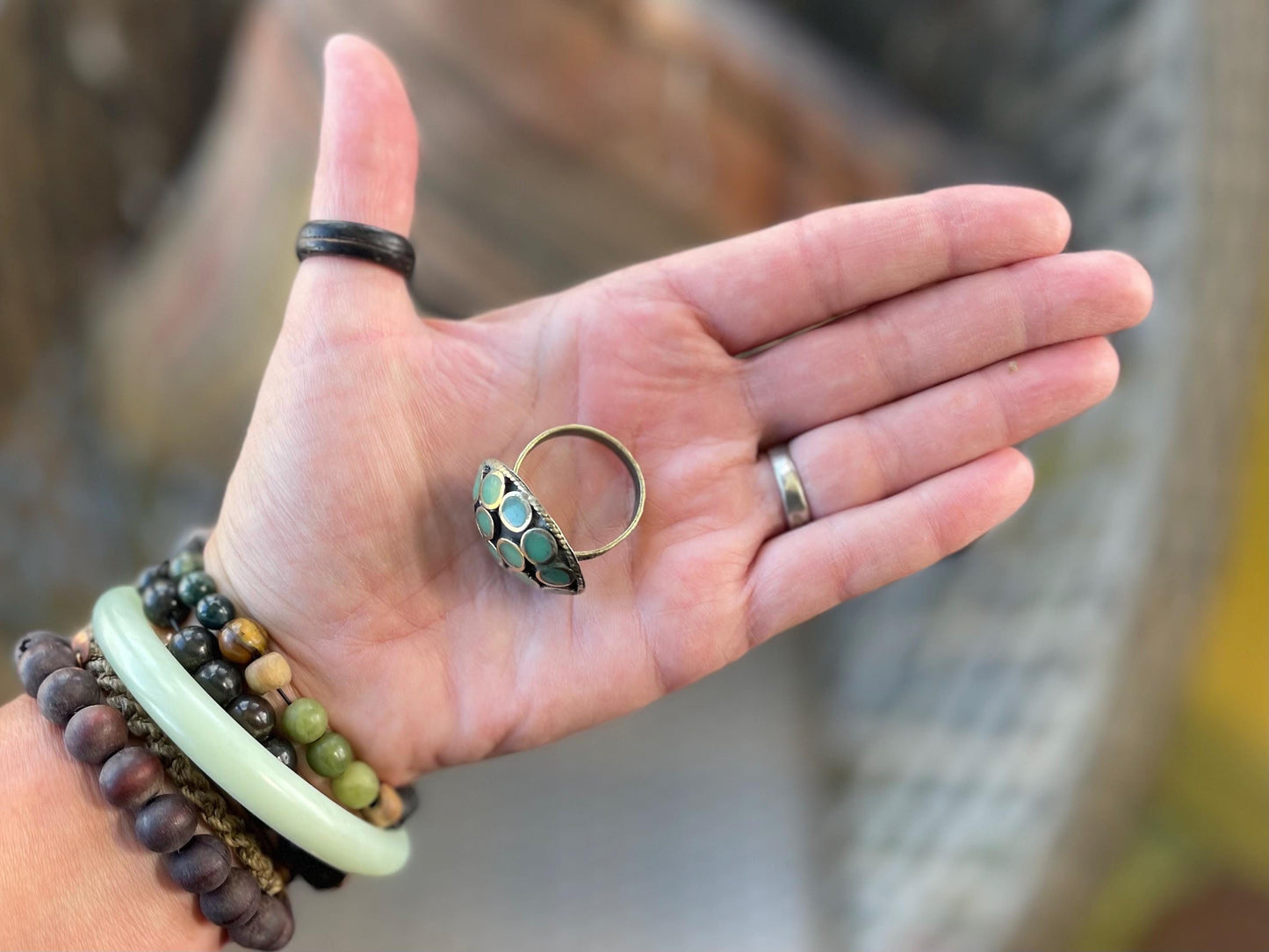 Fabulous vintage ring, large blue ring, boho vintage jewellery, ethical jewellery, gypsy ring. Gypsy jewellery, statement jewellery