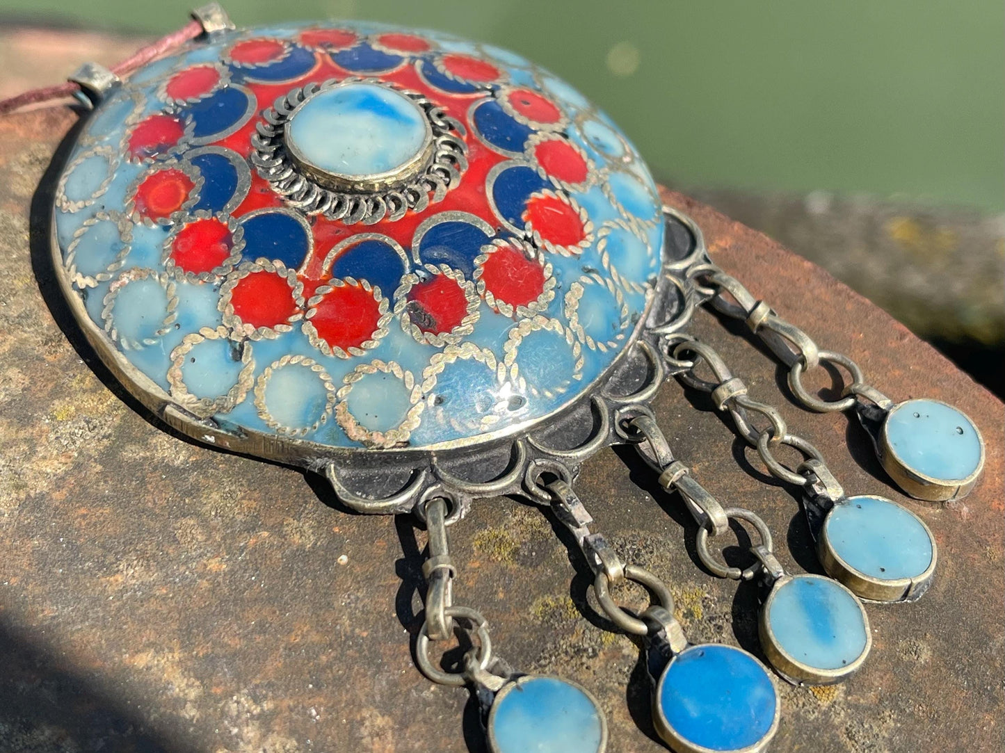 Gypsy jewellery, large necklace, enamel necklace, vintage jewellery, ethical jewellery, gypsy necklace, boho necklace, large jewellery