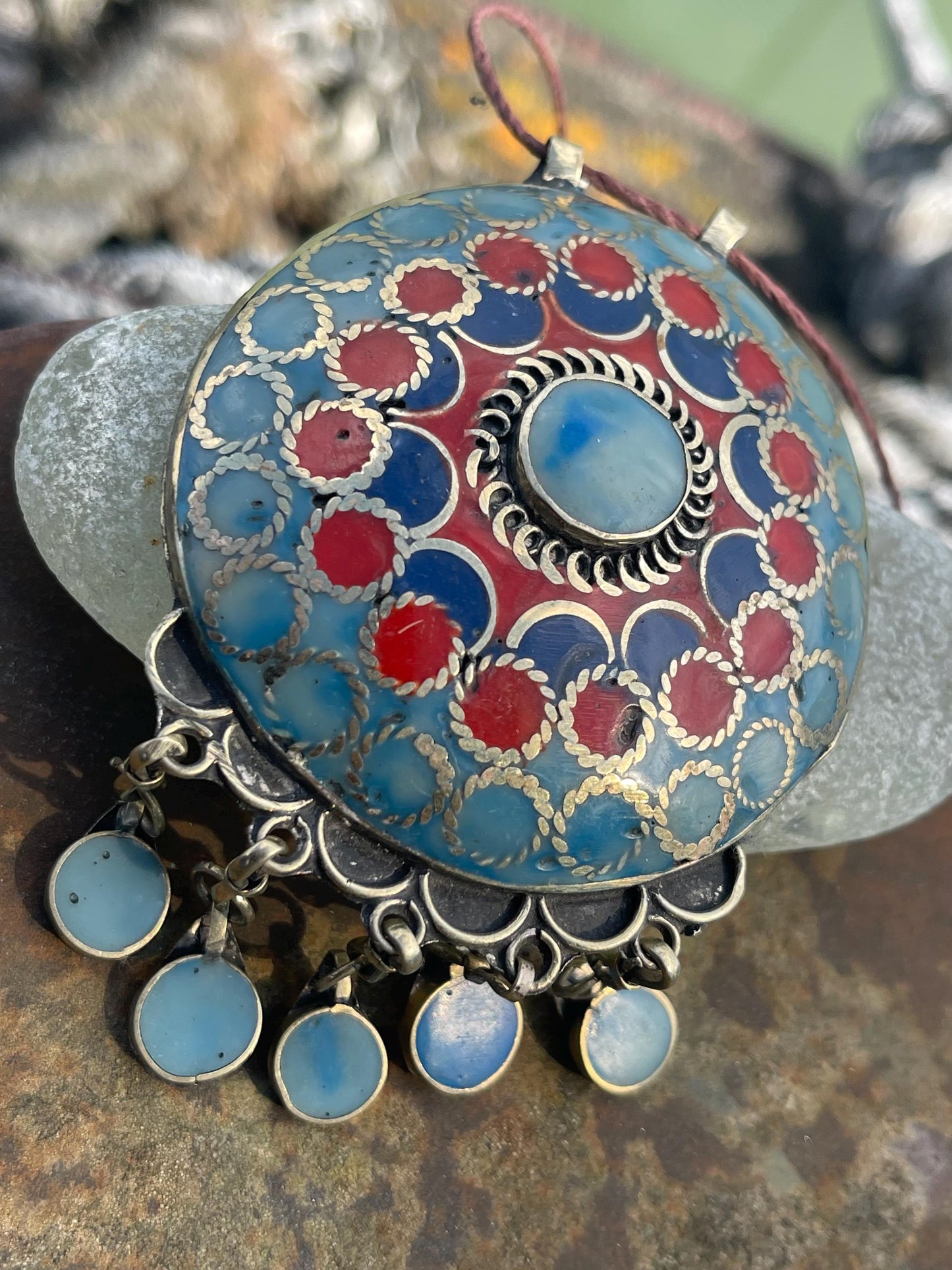 Gypsy jewellery, large necklace, enamel necklace, vintage jewellery, ethical jewellery, gypsy necklace, boho necklace, large jewellery