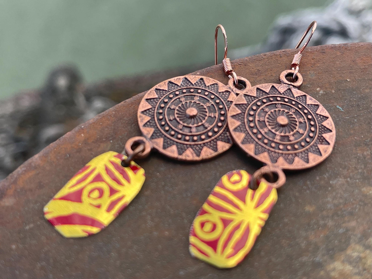 Tin can earrings, boho jewellery, handmade jewellery, unique earrings, eco friendly jewellery, unique gift for her, ethical jewellery