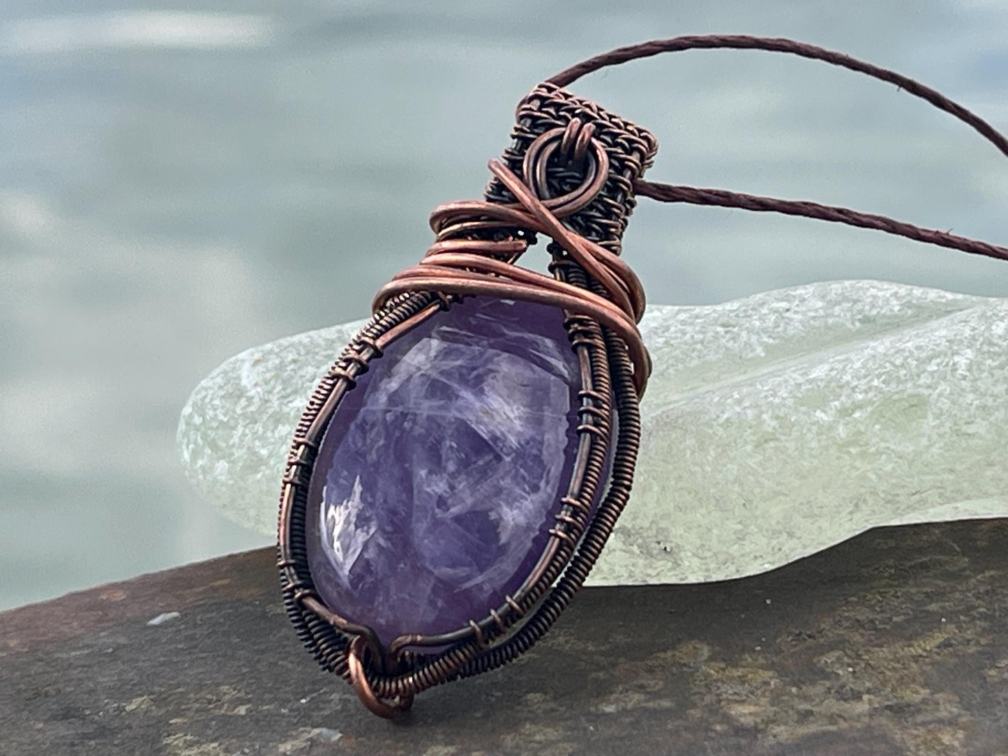 Amethyst pendant, amethyst necklace, amethyst jewellery, unusual gift for him, boho handmade necklace, romantic gift for her, boho pendant