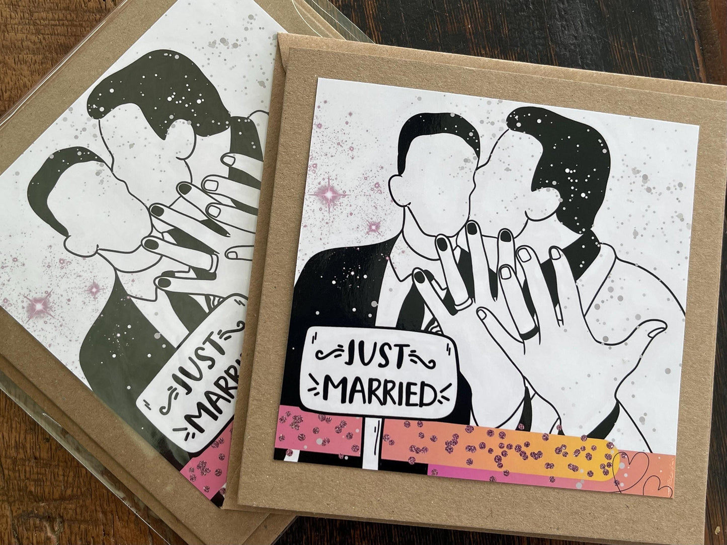 Gay wedding card, gay just married card, his and his, Mr and Mr card, LGBTQ wedding card, gay wedding card, same sex wedding card, LGBT card