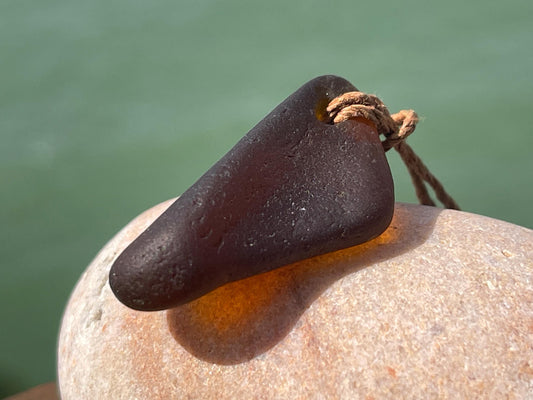 Orange sea glass necklace. Recycled necklace, gift for him. Ethical jewellery. Sea glass pendant. Eco friendly necklace, boho surf jewellery