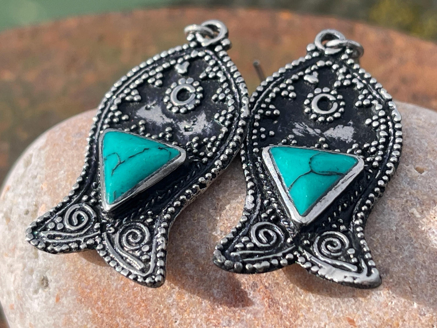 Gypsy jewellery, vintage fish earrings, silver fish earrings, vintage fish jewellery, ethical jewellery,  gypsy earrings, unusual gift ideas