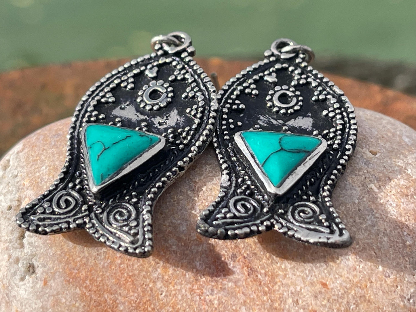 Gypsy jewellery, vintage fish earrings, silver fish earrings, vintage fish jewellery, ethical jewellery,  gypsy earrings, unusual gift ideas