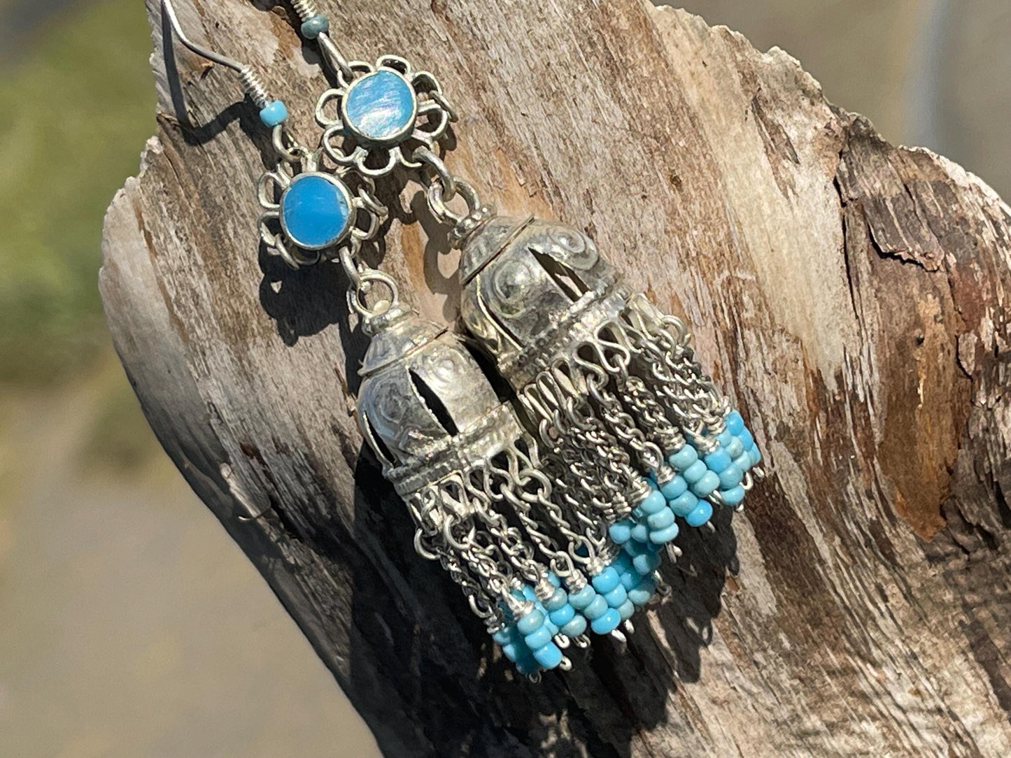 Gypsy jewellery, goddess earrings, goddess jewellery. vintage jewellery, ethical jewellery,  gypsy earrings, tassel earrings, boho jewellery