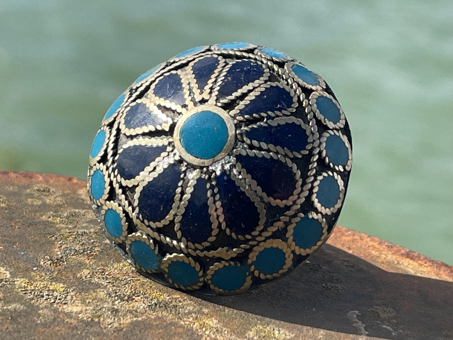 Fabulous vintage ring, large blue ring, boho vintage jewellery, ethical jewellery, gypsy ring. Gypsy jewellery, statement jewellery