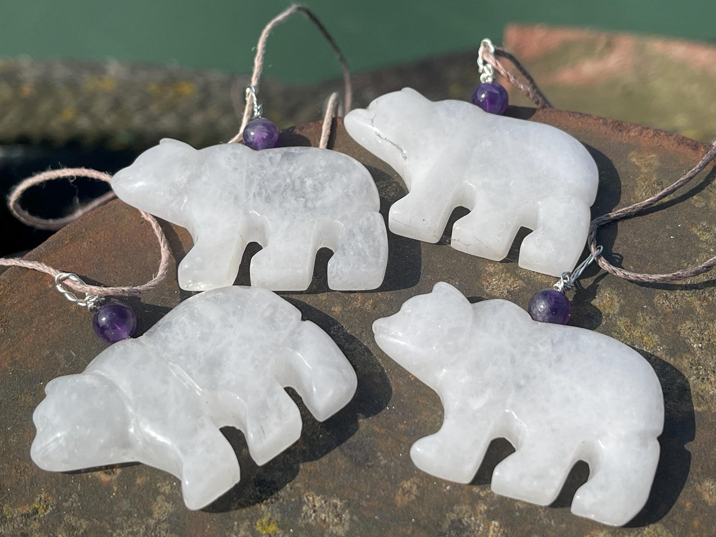 SALE - Quartz polar bear necklace. Arctic necklace, bear necklace, bear jewellery, white bear, Arctic. North Pole. South Pole. Animal gifts