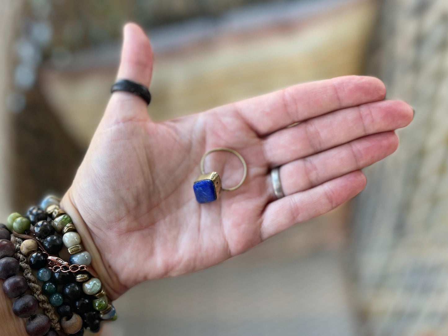 Romantic lapis lazuli ring, lapis jewellery, blue gemstone ring, boho ring, romantic gift for him. Ethical jewellery, unusual gift for her