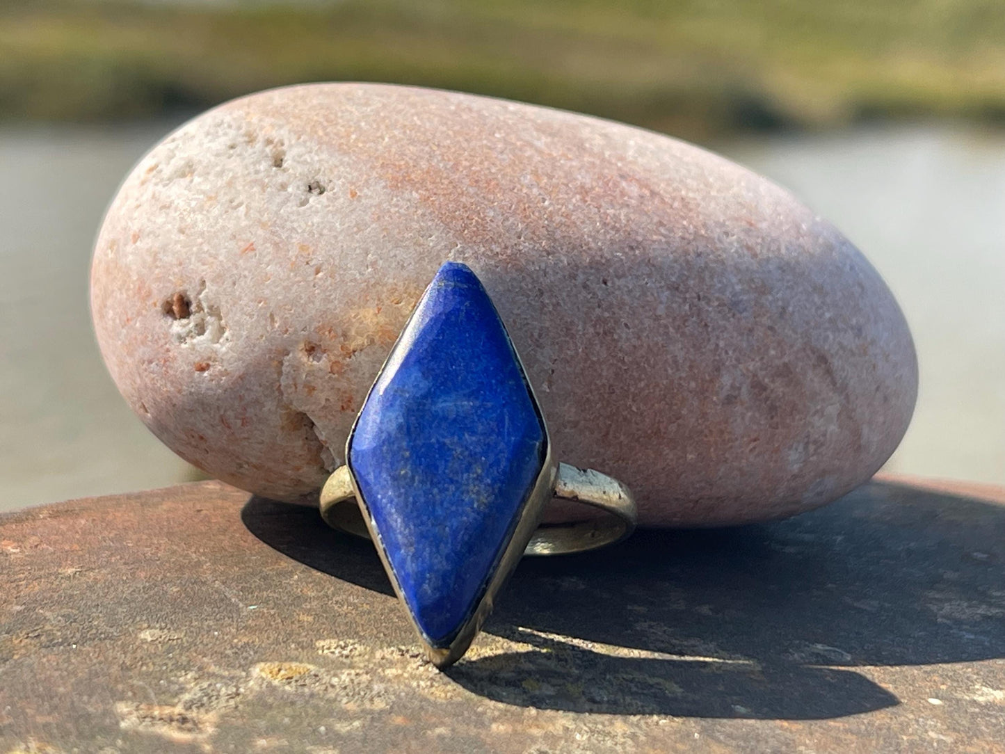 Romantic lapis lazuli ring, lapis jewellery, blue gemstone ring, boho ring, romantic gift for him. Ethical jewellery, unusual gift for her