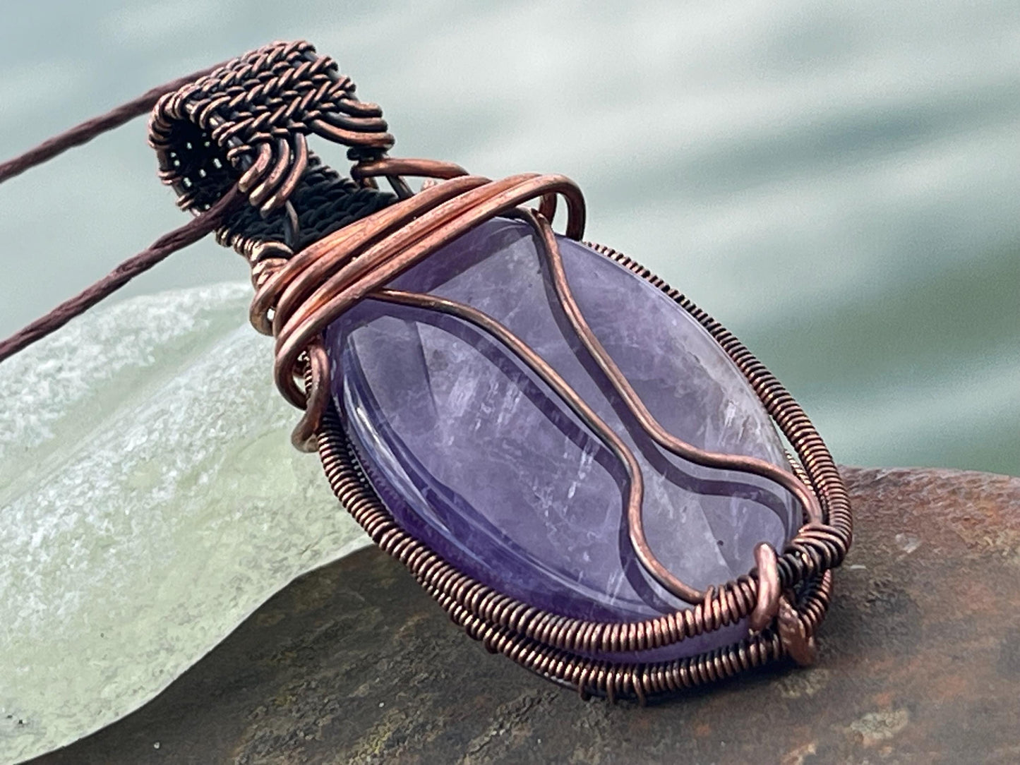 Amethyst pendant, amethyst necklace, amethyst jewellery, unusual gift for him, boho handmade necklace, romantic gift for her, boho pendant