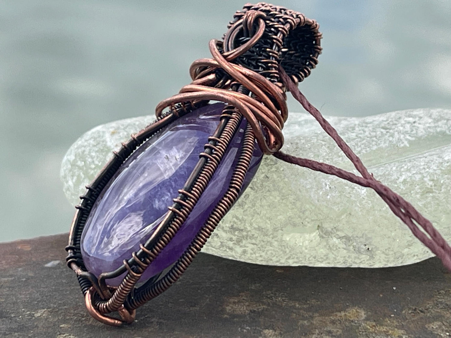 Amethyst pendant, amethyst necklace, amethyst jewellery, unusual gift for him, boho handmade necklace, romantic gift for her, boho pendant