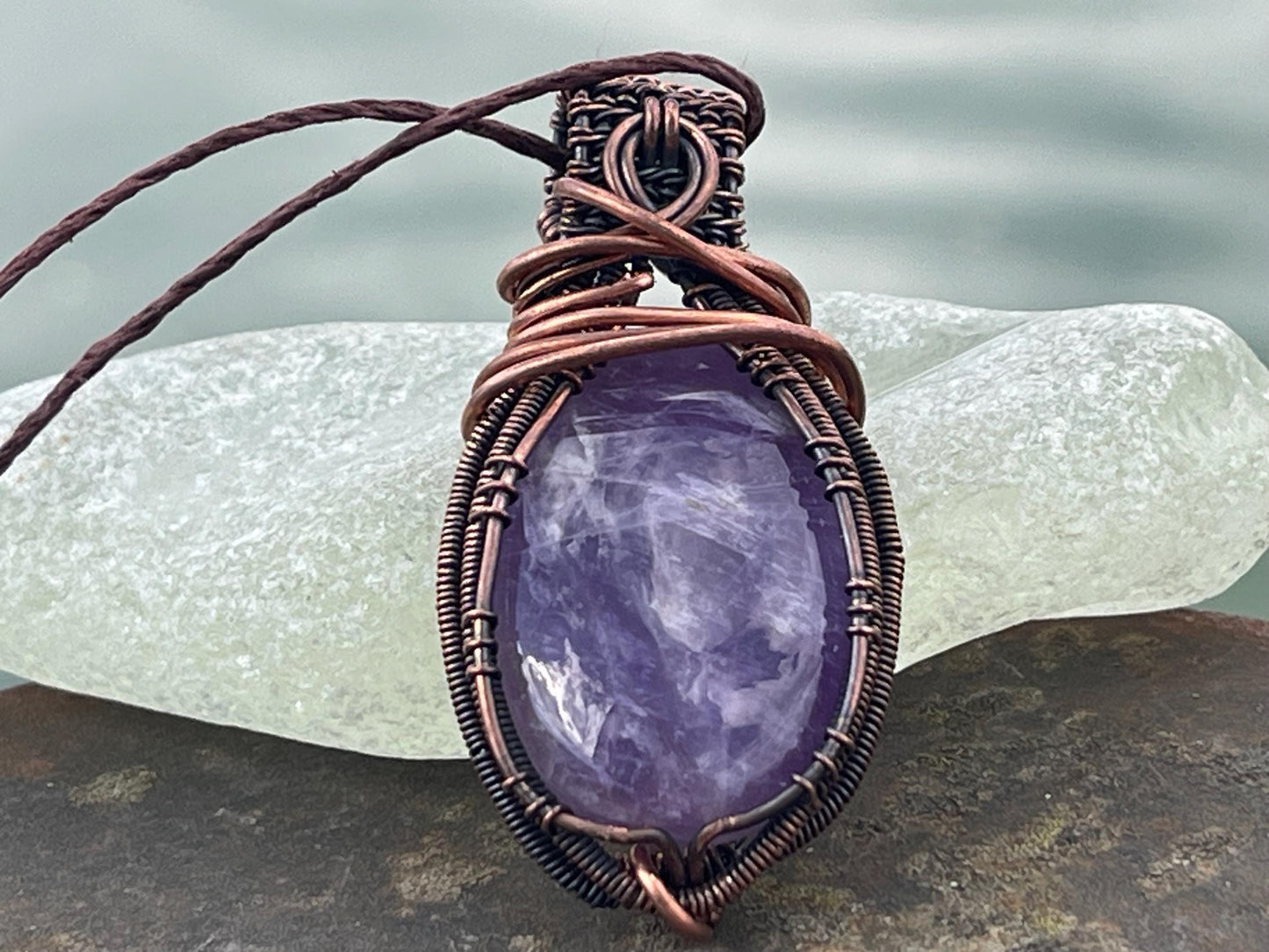 Amethyst pendant, amethyst necklace, amethyst jewellery, unusual gift for him, boho handmade necklace, romantic gift for her, boho pendant