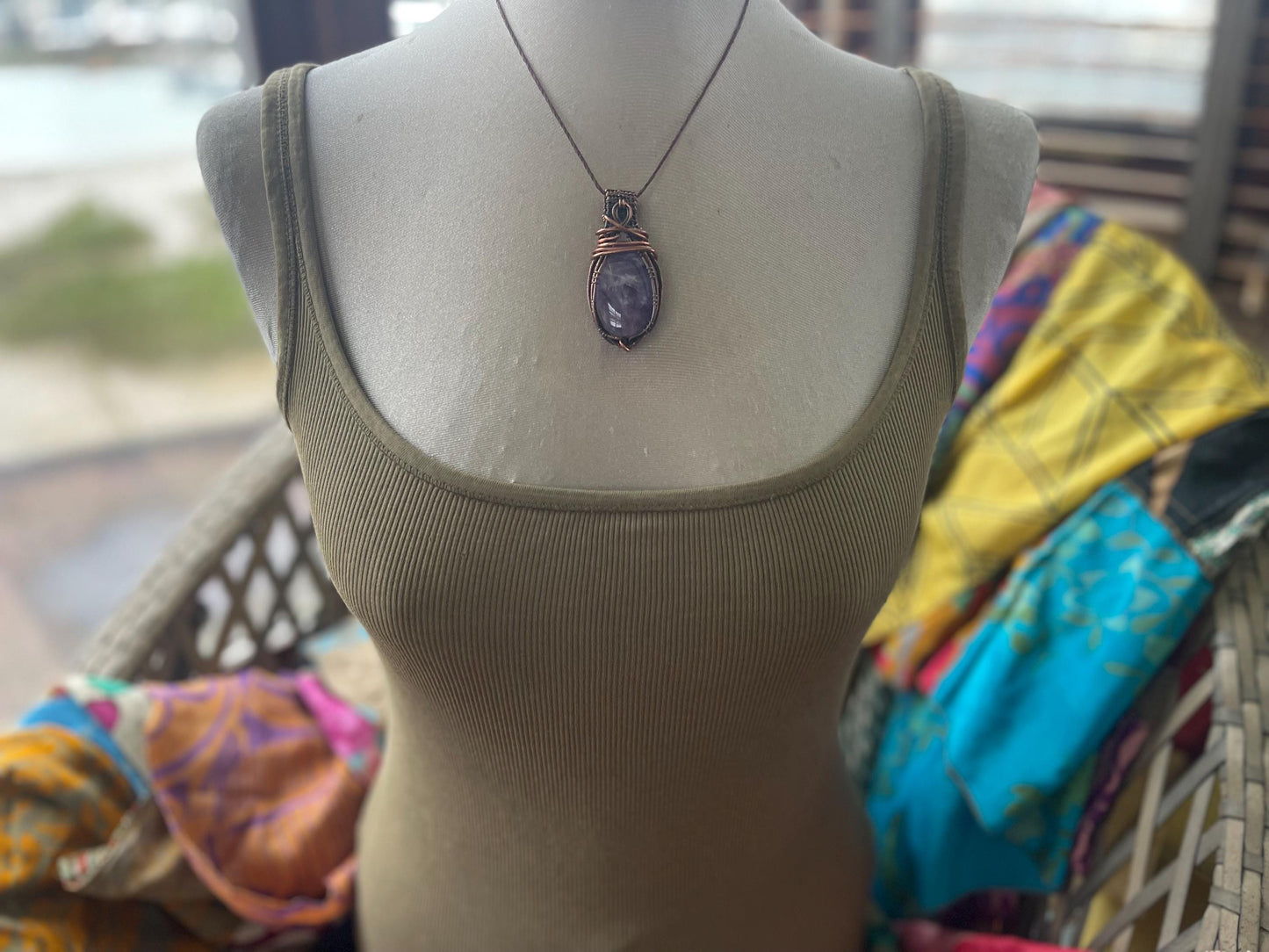 Amethyst pendant, amethyst necklace, amethyst jewellery, unusual gift for him, boho handmade necklace, romantic gift for her, boho pendant