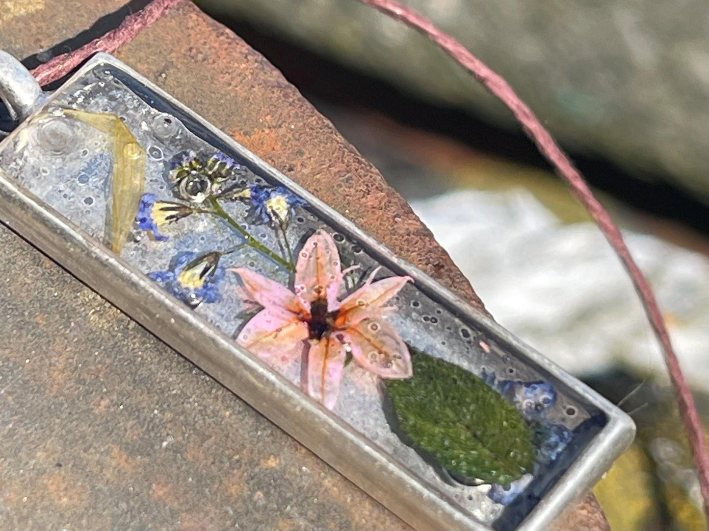 Garlic flower necklace :) Pink flower pendant, unique gift for her. Unique handmade jewellery, gift for garlic lover, floral jewellery