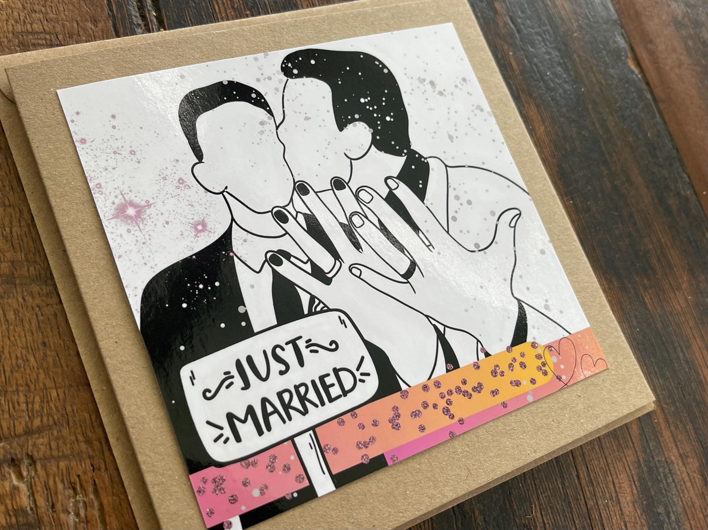 Gay wedding card, gay just married card, his and his, Mr and Mr card, LGBTQ wedding card, gay wedding card, same sex wedding card, LGBT card