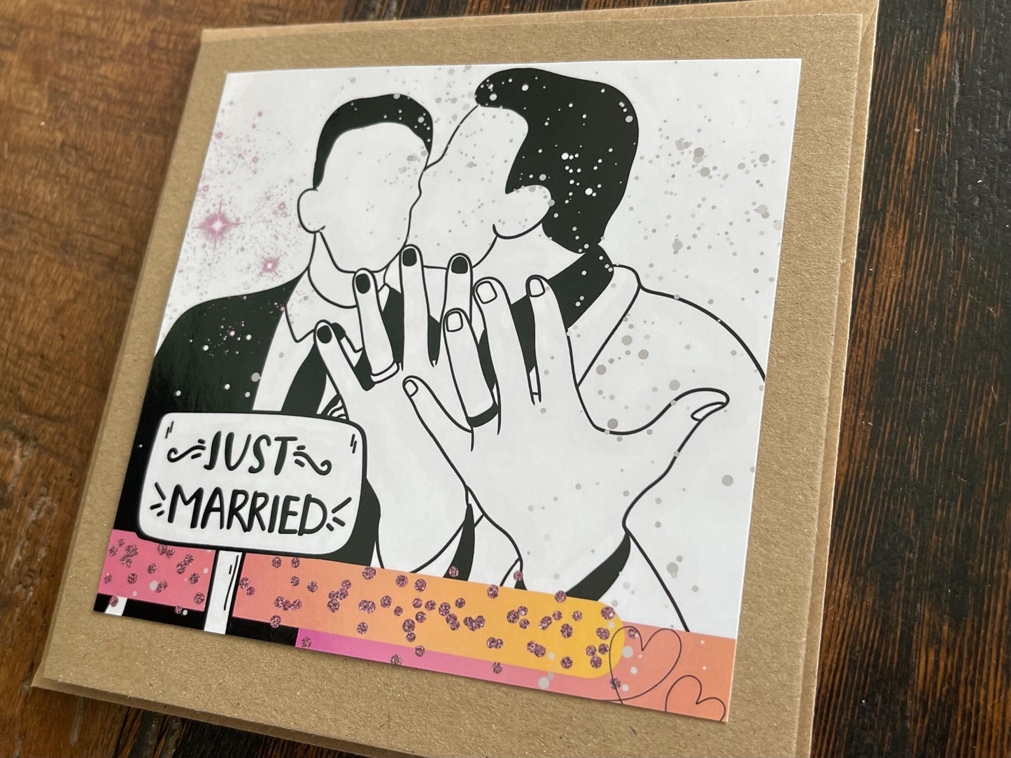 Gay wedding card, gay just married card, his and his, Mr and Mr card, LGBTQ wedding card, gay wedding card, same sex wedding card, LGBT card