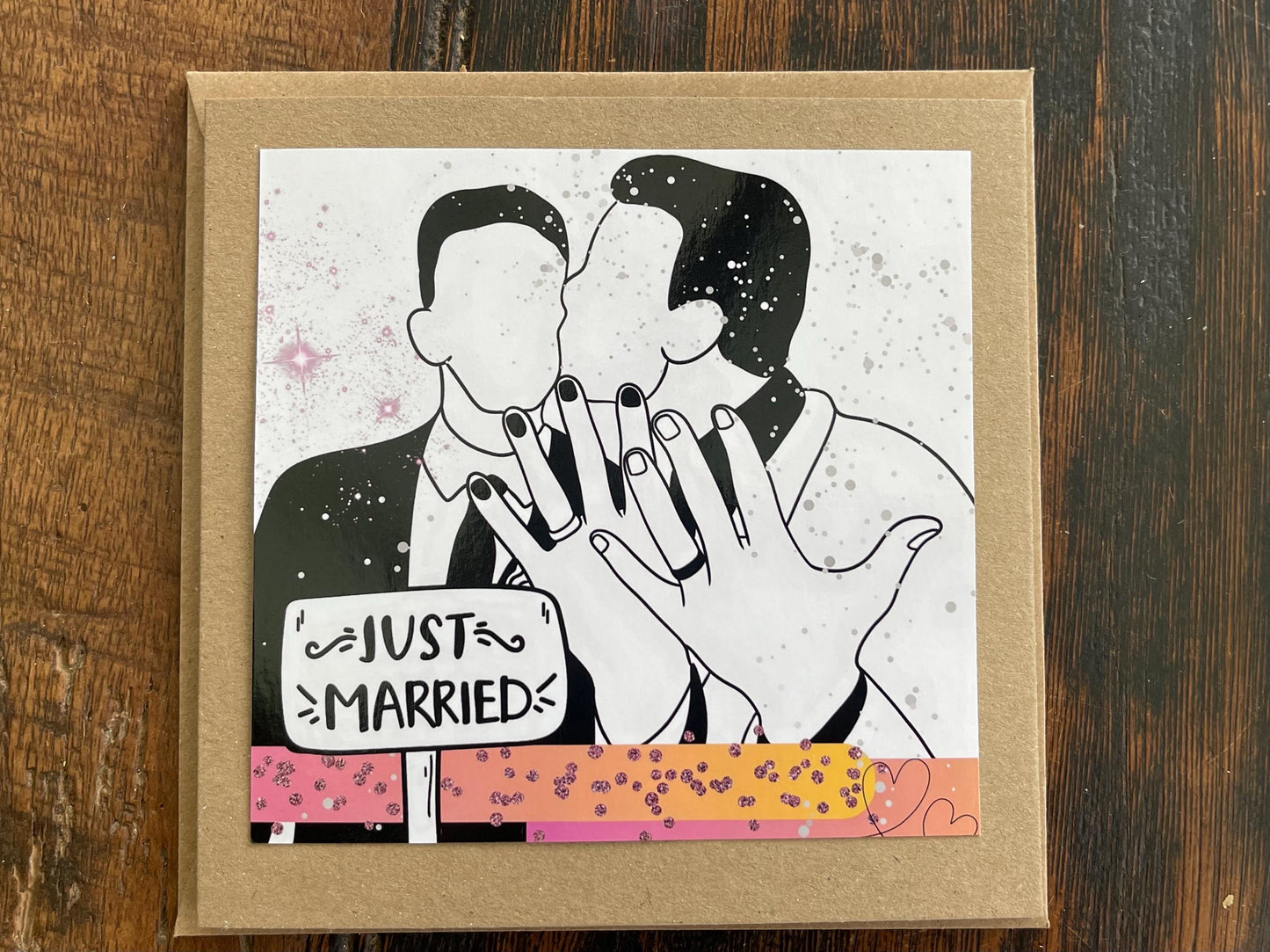 Gay wedding card, gay just married card, his and his, Mr and Mr card, LGBTQ wedding card, gay wedding card, same sex wedding card, LGBT card