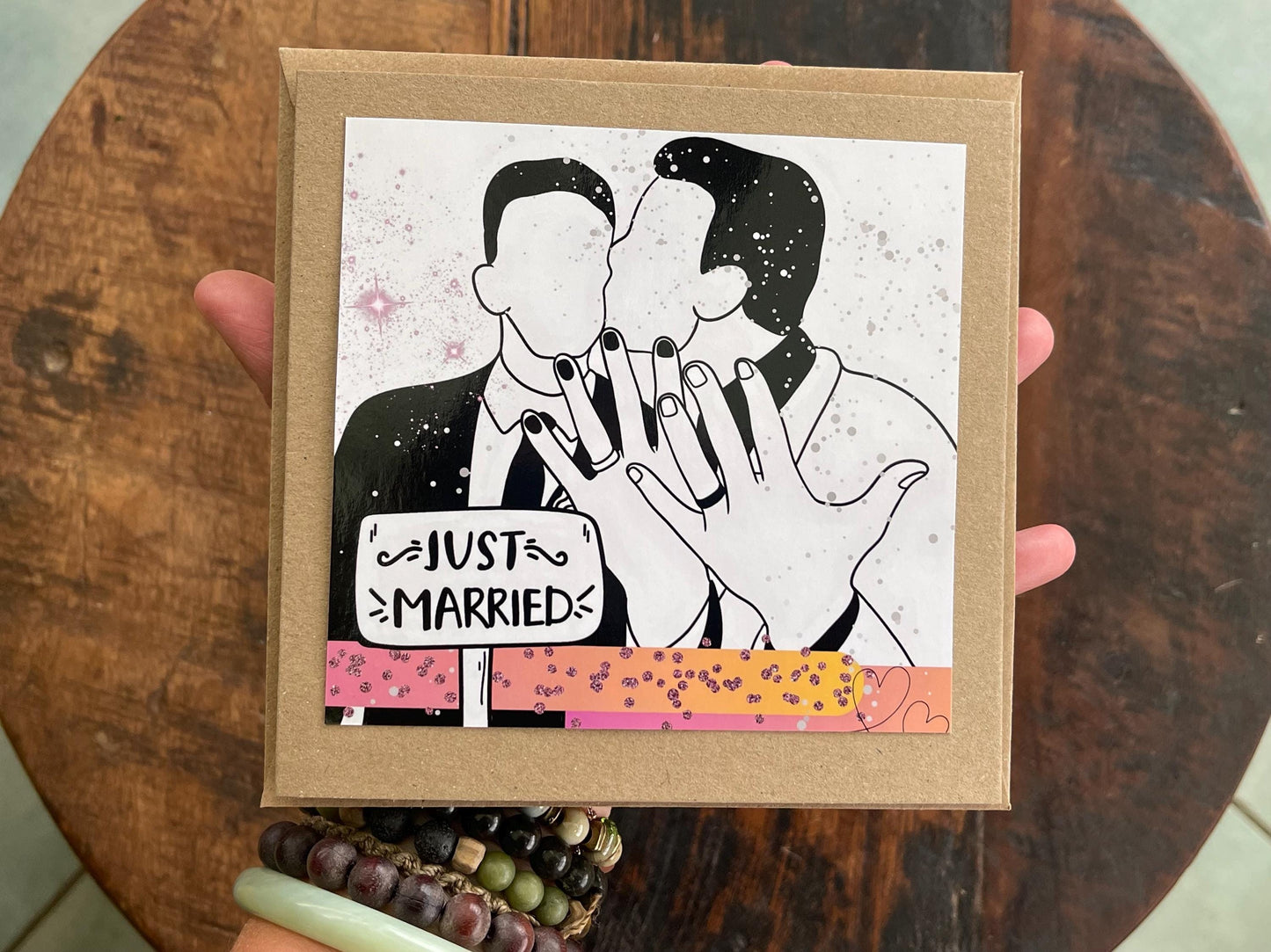 Gay wedding card, gay just married card, his and his, Mr and Mr card, LGBTQ wedding card, gay wedding card, same sex wedding card, LGBT card