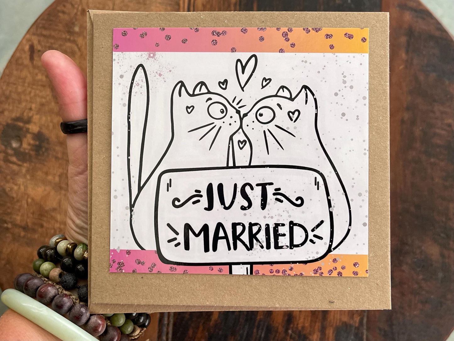 Just married card, recycled handmade wedding card. Homemade wedding card. Same sex wedding card. Mr and Mr, mrs and mrs, LGBT wedding