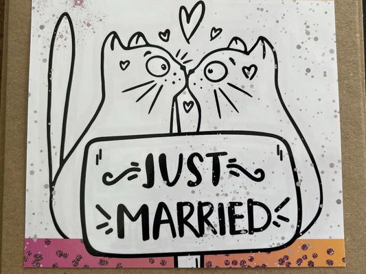 Just married card, recycled handmade wedding card. Homemade wedding card. Same sex wedding card. Mr and Mr, mrs and mrs, LGBT wedding