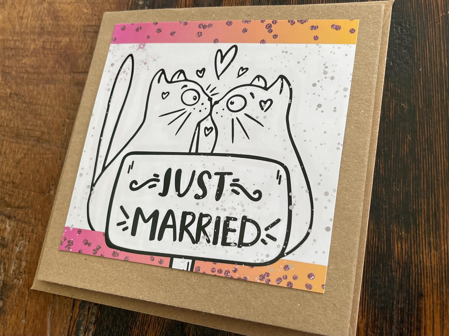 Just married card, recycled handmade wedding card. Homemade wedding card. Same sex wedding card. Mr and Mr, mrs and mrs, LGBT wedding