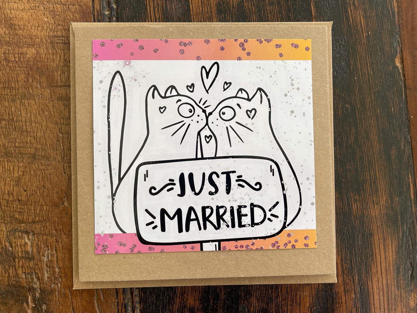 Just married card, recycled handmade wedding card. Homemade wedding card. Same sex wedding card. Mr and Mr, mrs and mrs, LGBT wedding