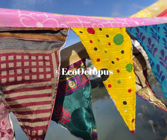 JOYFUL multi-coloured bunting. Handmade recycled bunting.