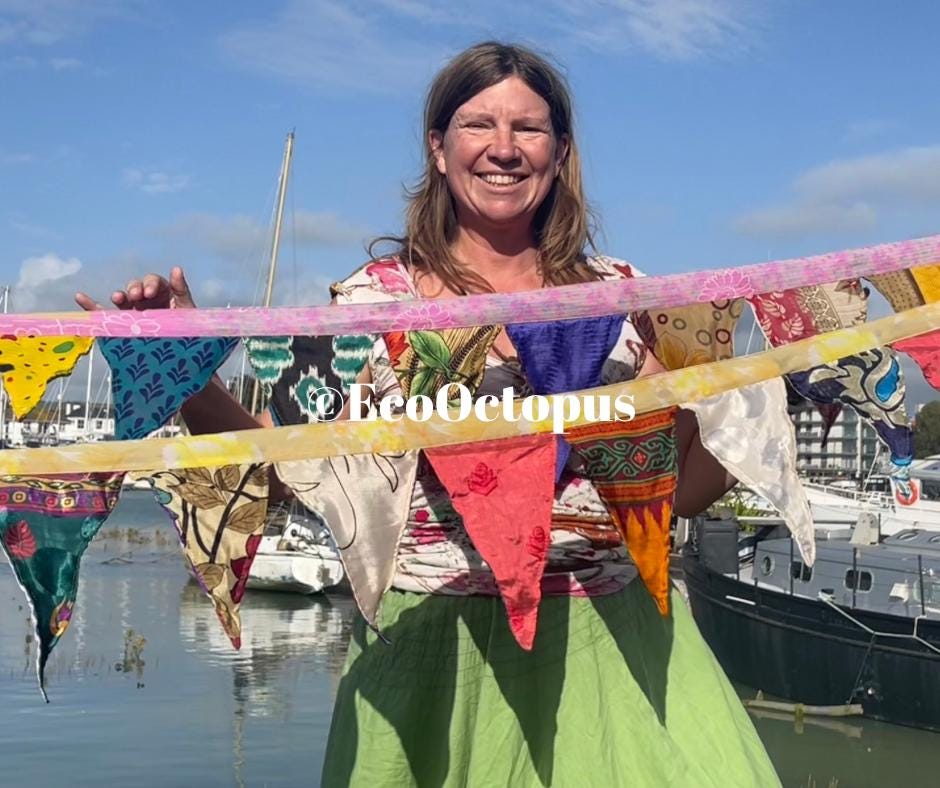 JOYFUL multi-coloured bunting. Handmade recycled bunting.