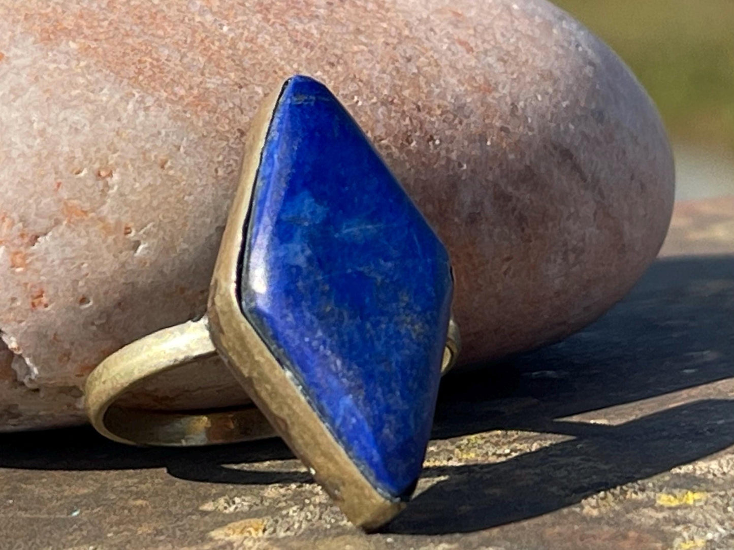 Romantic lapis lazuli ring, lapis jewellery, blue gemstone ring, boho ring, romantic gift for him. Ethical jewellery, unusual gift for her