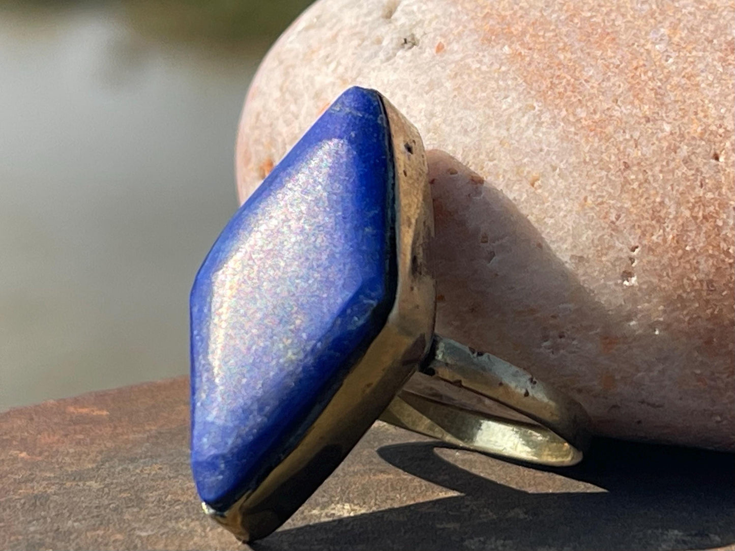 Romantic lapis lazuli ring, lapis jewellery, blue gemstone ring, boho ring, romantic gift for him. Ethical jewellery, unusual gift for her