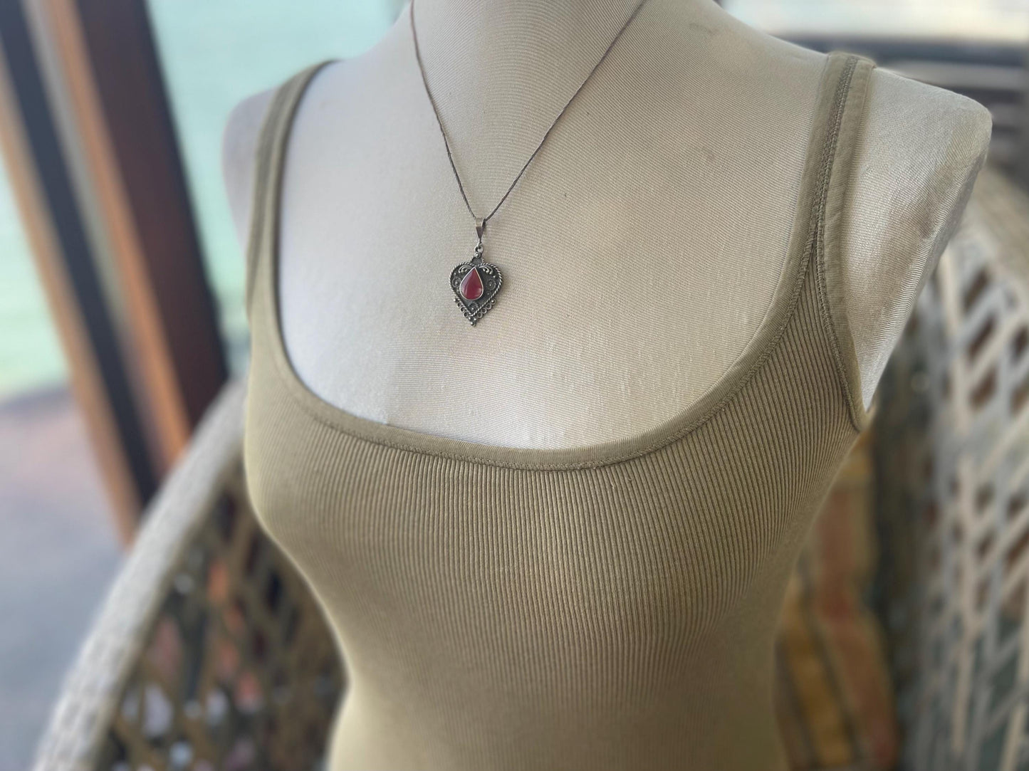 Gypsy jewellery, carnelian gemstone necklace, vintage jewellery, ethical jewellery, gypsy necklace, boho necklace, vintage red jewellery.