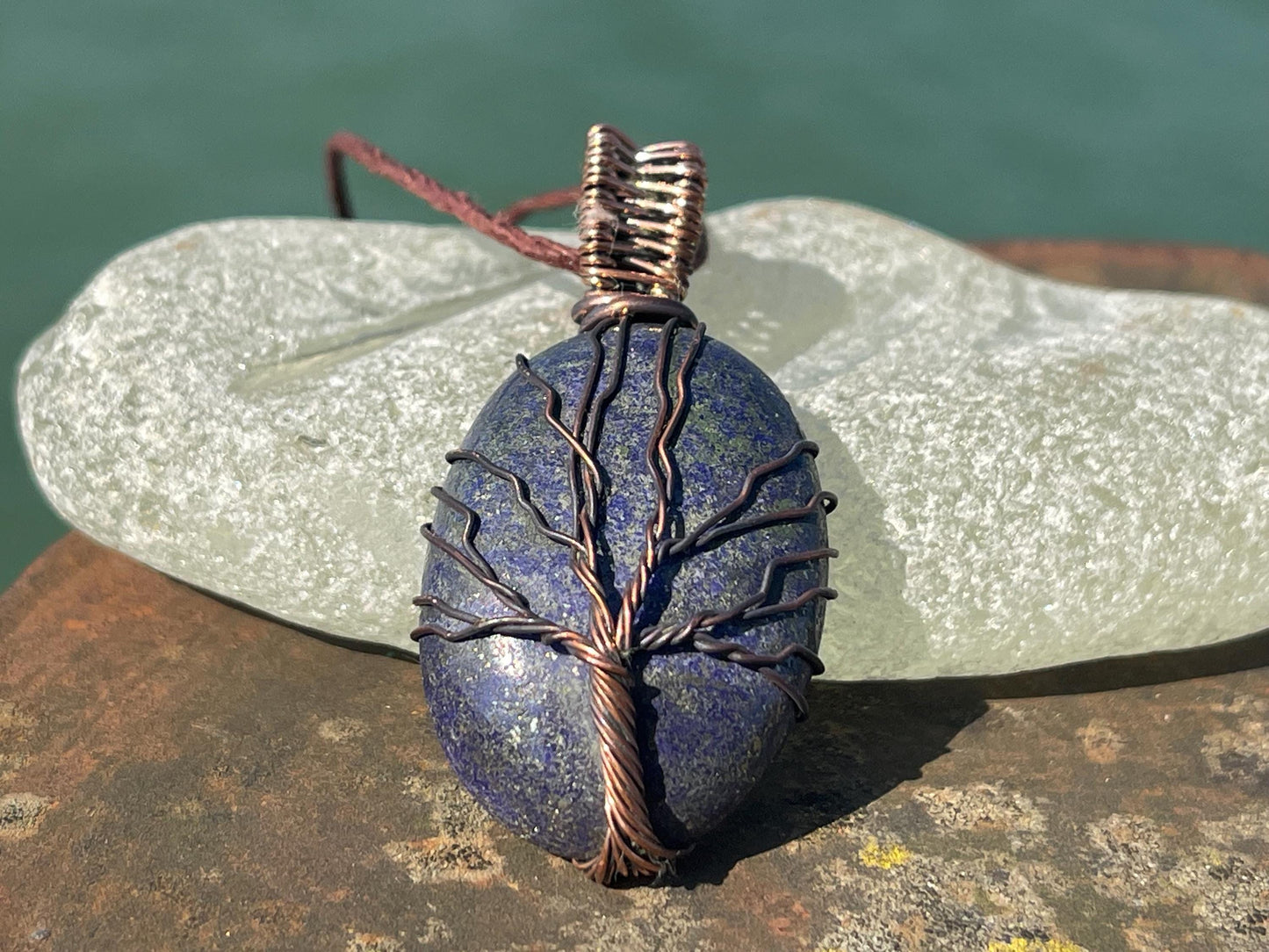 Lapis necklace, ethical jewellery. Hippy necklace, boho gift for her, boho jewellery, lapis jewellery, tree of life necklace, lapis pendant