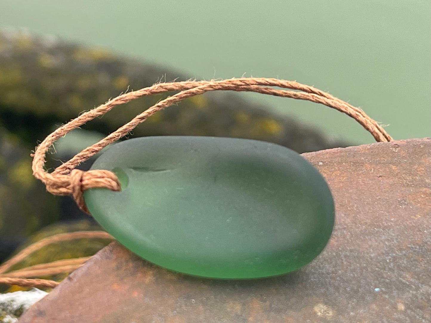 Unisex Cornish sea glass necklace, surf necklace, hippy necklace, gift for him, gift for her, recycled necklace, eco friendly necklace, boho