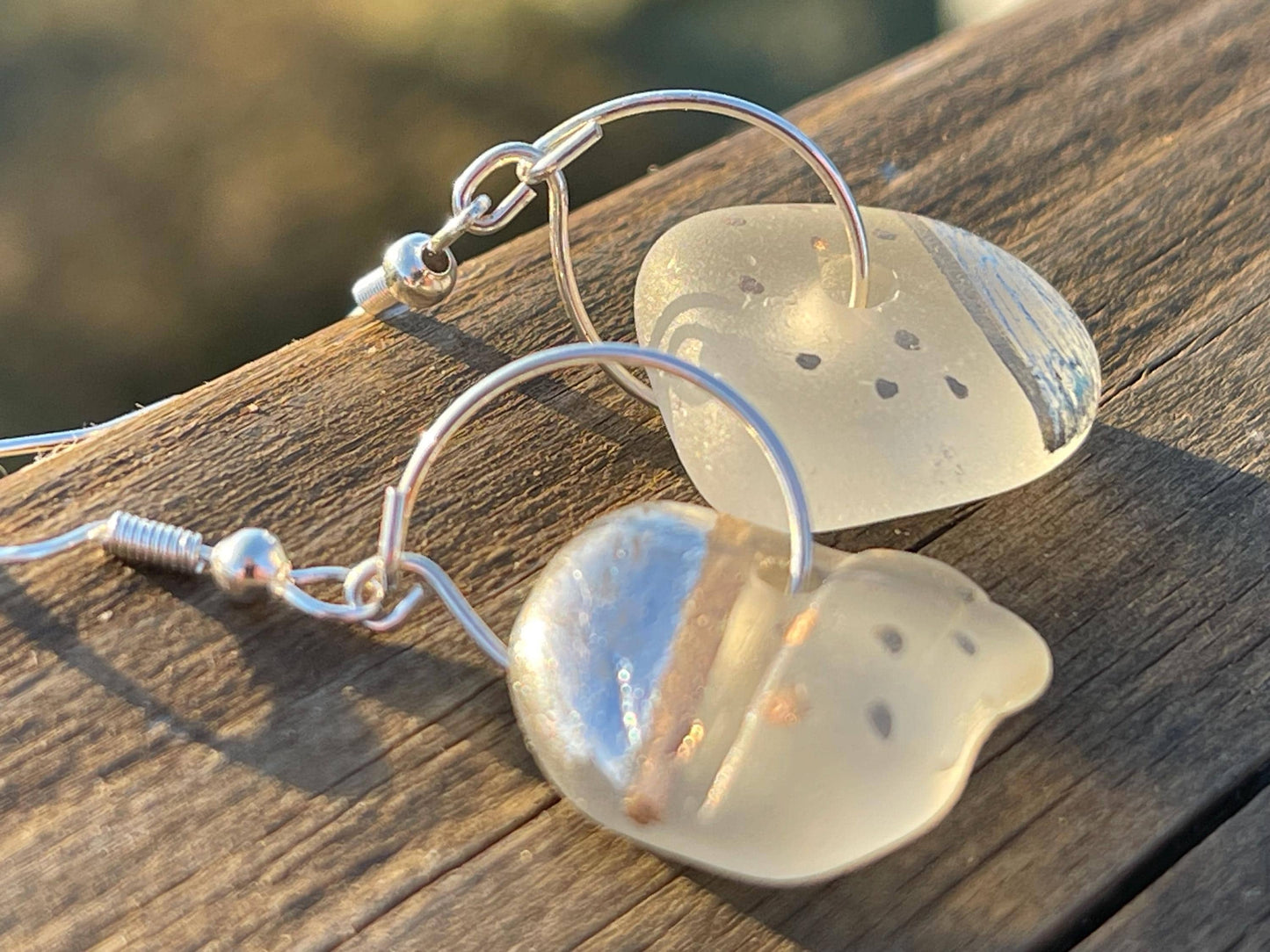 Sea glass earrings, eco friendly earrings, sea glass jewellery, ethical jewellery, ethical jewelry, handmade earrings, boho stud earrings