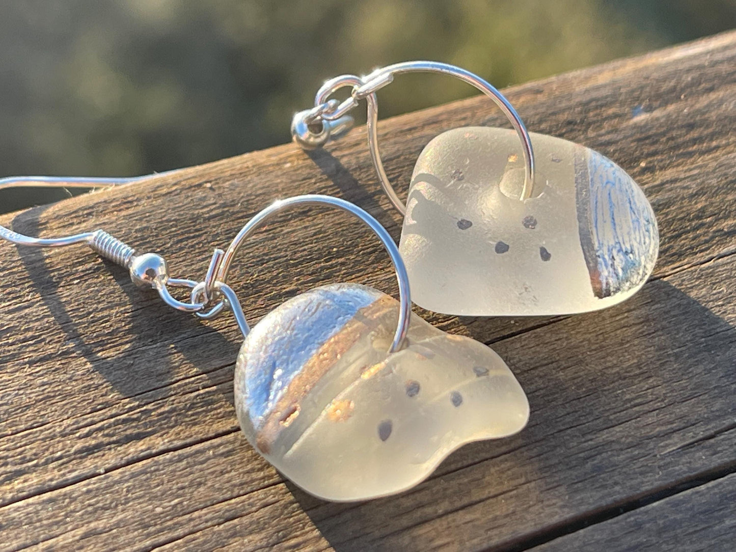 Sea glass earrings, eco friendly earrings, sea glass jewellery, ethical jewellery, ethical jewelry, handmade earrings, boho stud earrings