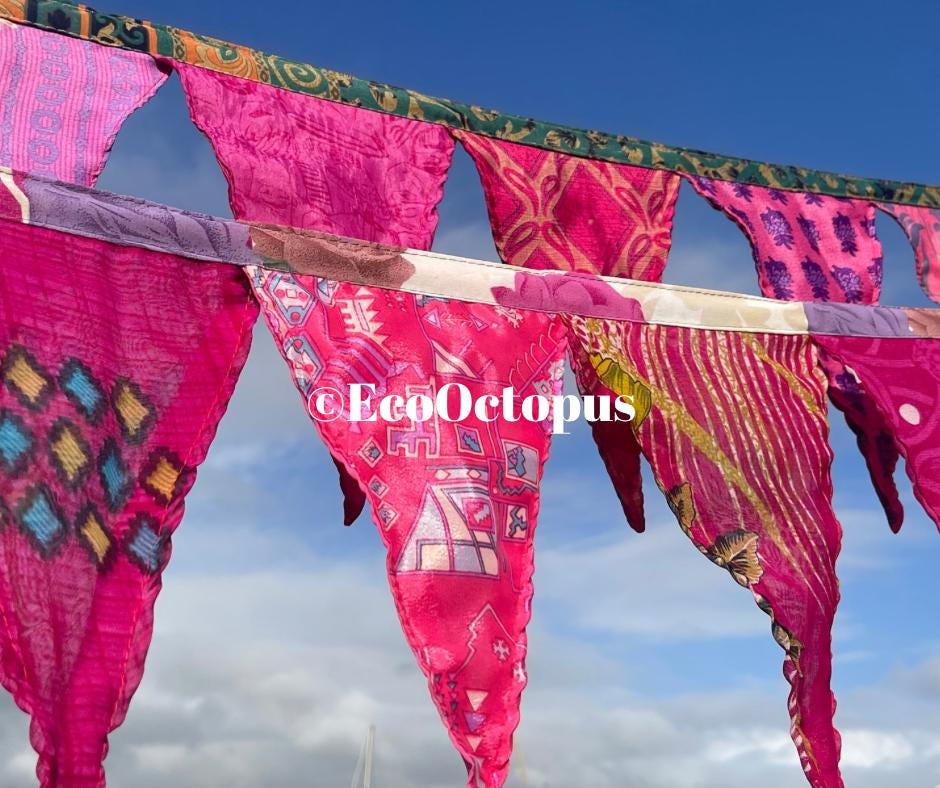 PINK bunting. Boho bunting for parties, weddings, hime and garden.