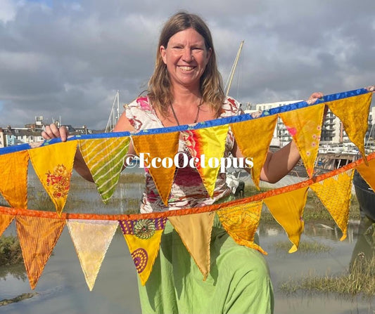 YELLOW bunting. Handmade bunting. Yellow party decorations.