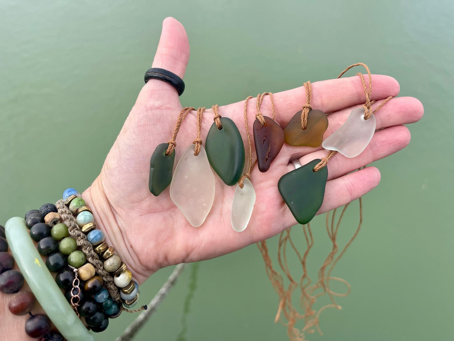 Unisex Cornish sea glass necklace, surf necklace, hippy necklace, gift for him, gift for her, recycled necklace, eco friendly necklace, boho