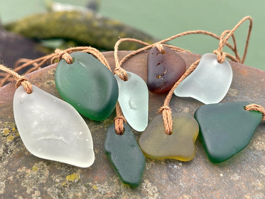 Unisex Cornish sea glass necklace, surf necklace, hippy necklace, gift for him, gift for her, recycled necklace, eco friendly necklace, boho