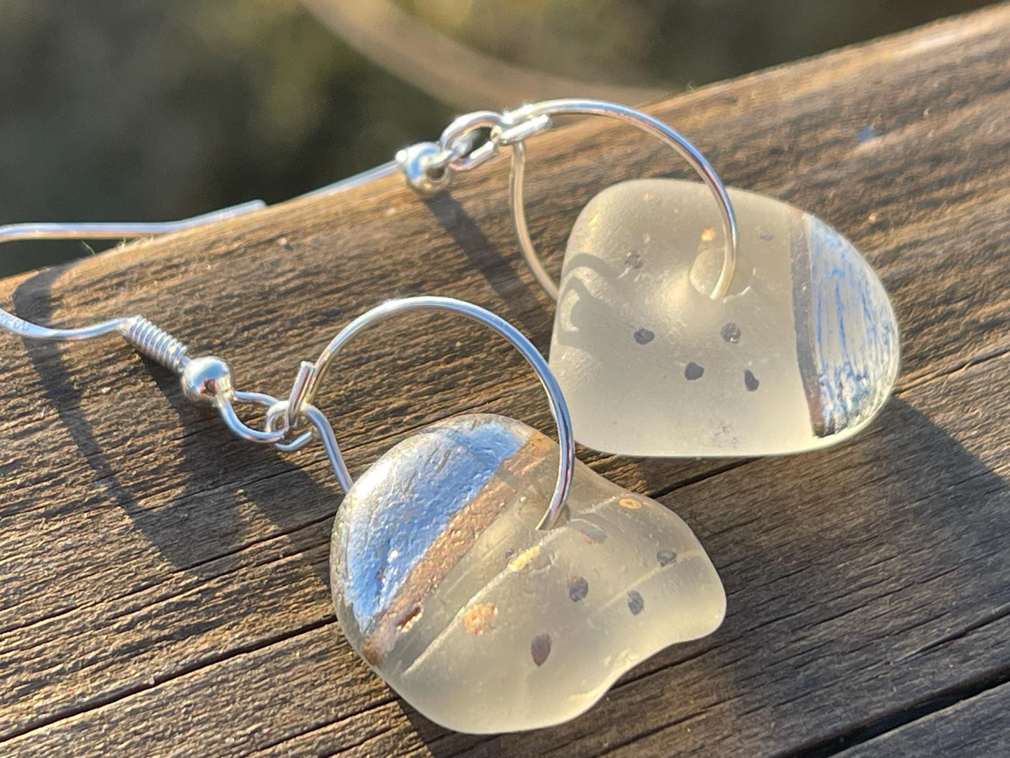 Sea glass earrings, eco friendly earrings, sea glass jewellery, ethical jewellery, ethical jewelry, handmade earrings, boho stud earrings