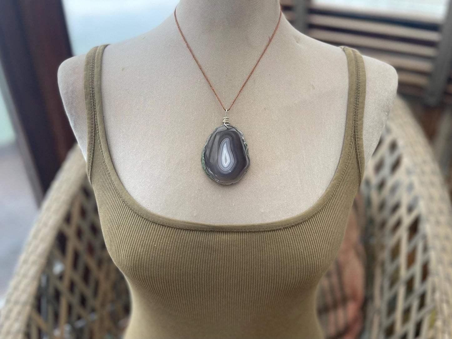 Stunning agate pendant. Agate necklace, agate jewellery, gift for him, boho handmade necklace,  are statement necklace. Ethical jewellery