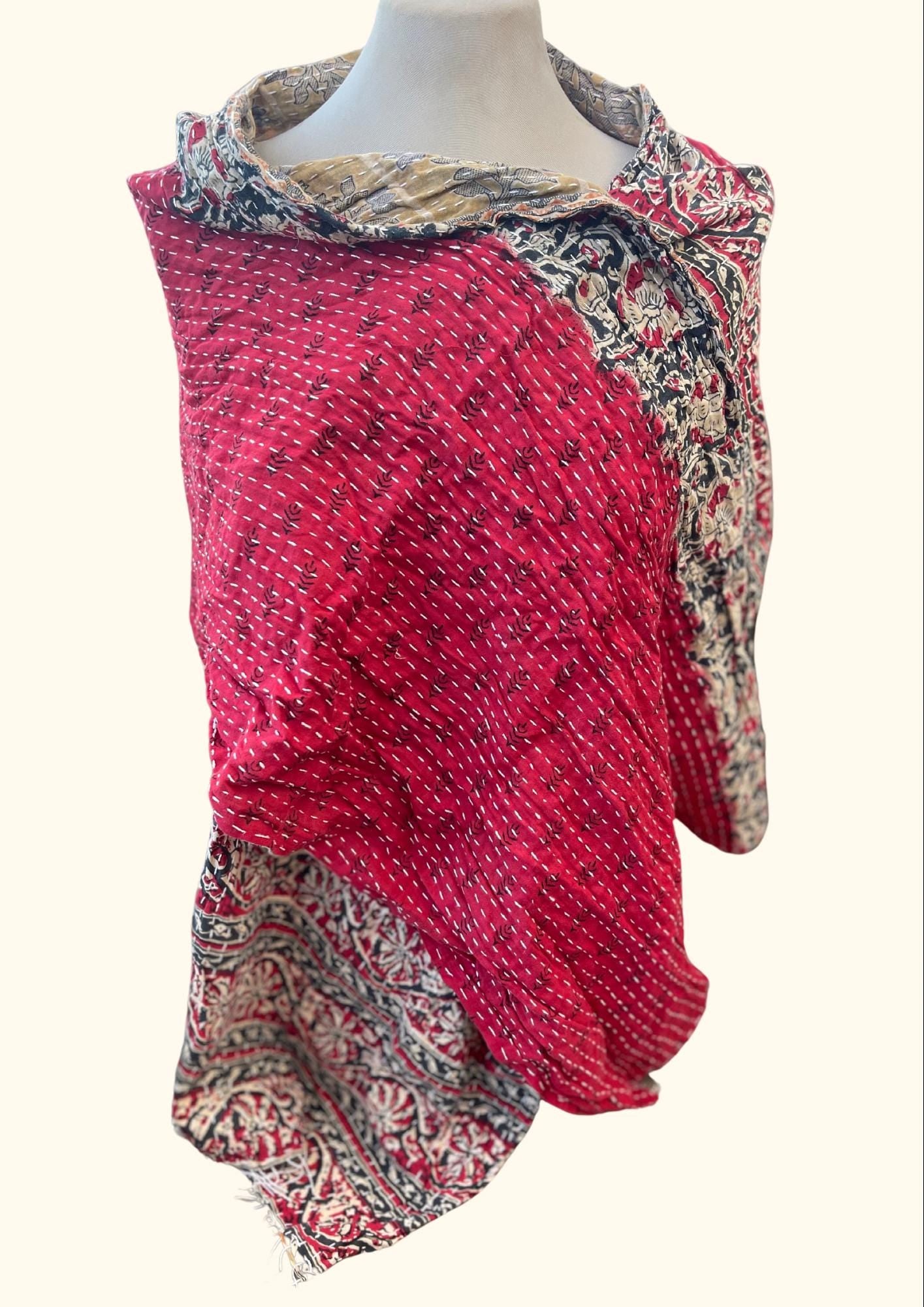 SALE. Boho Cotton Wrap Scarf, Eco-Friendly Handmade Shawl Gift for Her